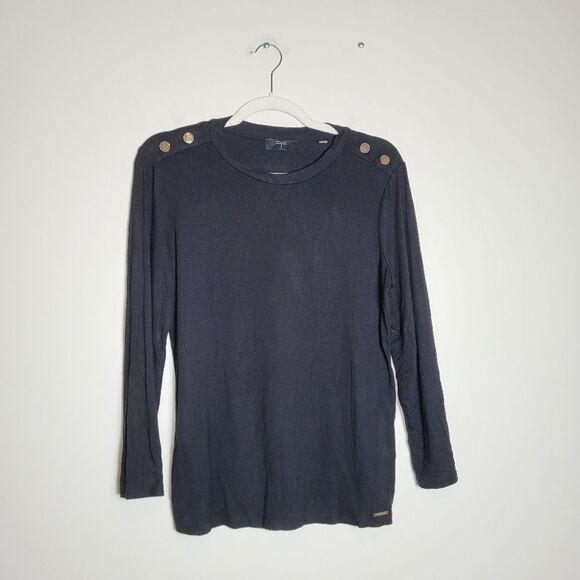 T Tahari Black Long Sleeve Pullover Classy Formal Comfy Equestrian Preppy Small - Picture 1 of 11